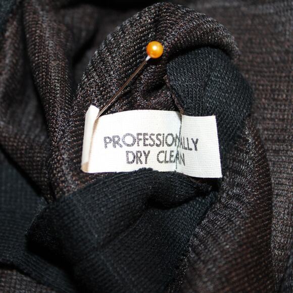 VTG 1970's Sleeveless Tie Neck Secretary Dress Multicolor Chevron & Black sz S - Picture 10 of 14